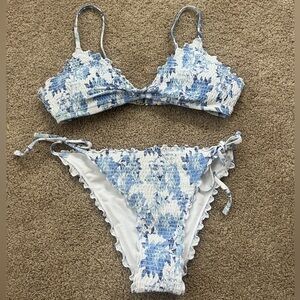 Hollister Bikini Blue and White Swimwear Worn Once!